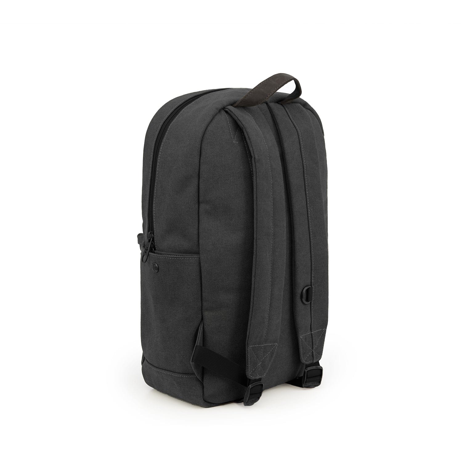 Back view of The Explorer - Smell Proof Backpack, a dark-colored backpack with visible straps and a simple, streamlined design.