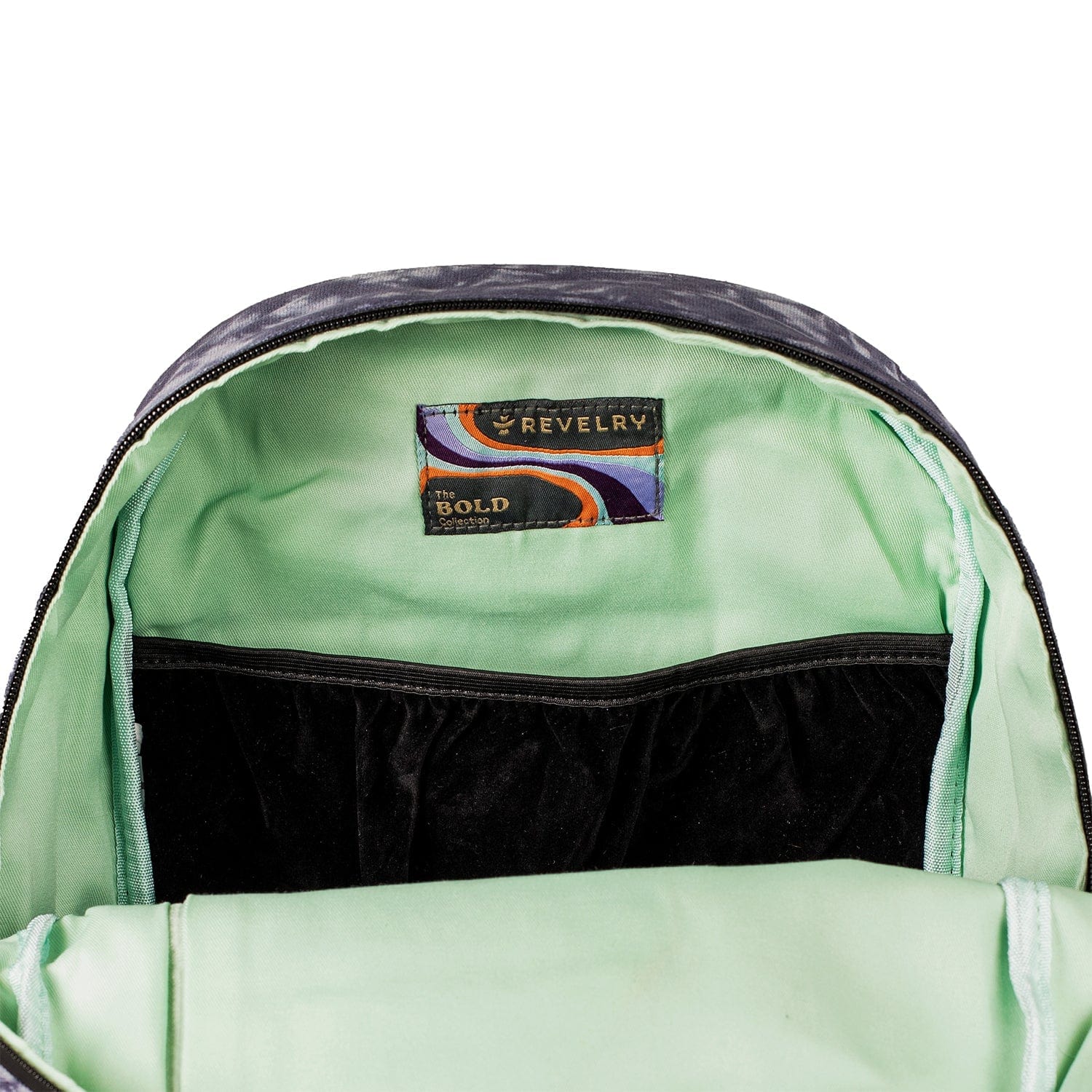 Interior view of The Explorer - Smell Proof Backpack, showing a dark, spacious compartment with a zip closure.
