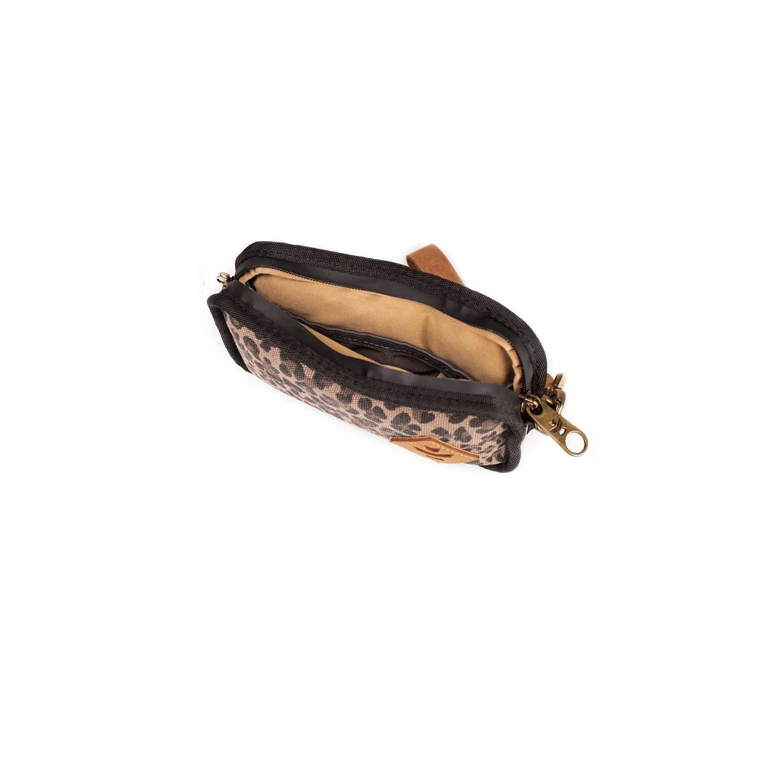 A slightly angled overhead view of The Gordito - Smell Proof Padded Pouch, showing its closed zipper and padded form.