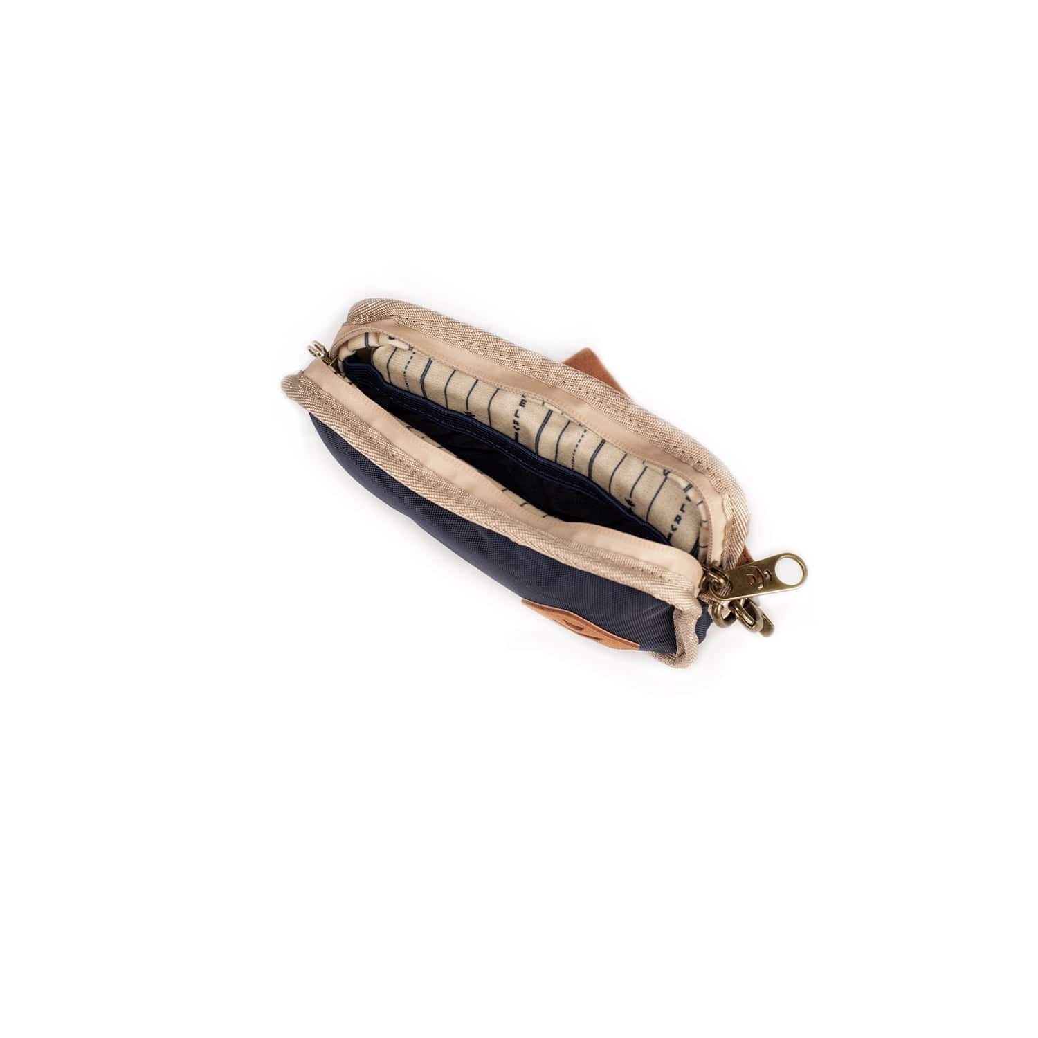 An open, padded The Gordito - Smell Proof Pouch rests on a neutral surface, showcasing its interior space and simple design.