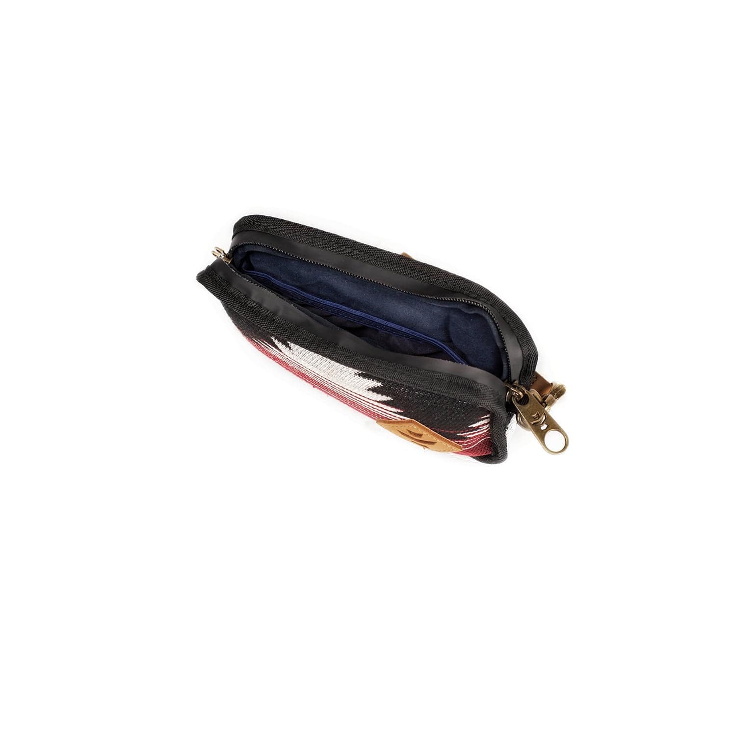 A slightly angled view of The Gordito - Smell Proof Padded Pouch, showcasing its zipped opening and dark gray padded exterior.