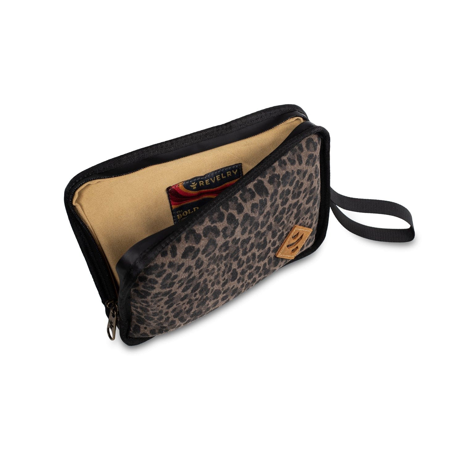 Front view of the Gordo - Smell Proof Padded Pouch, featuring a patterned exterior and a black zipper closure.
