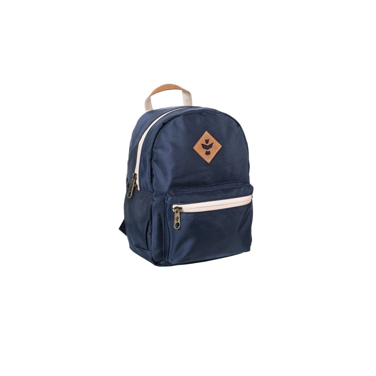 Front view of The Shorty - Smell Proof Mini Backpack, a compact navy blue backpack centered against a plain white background.