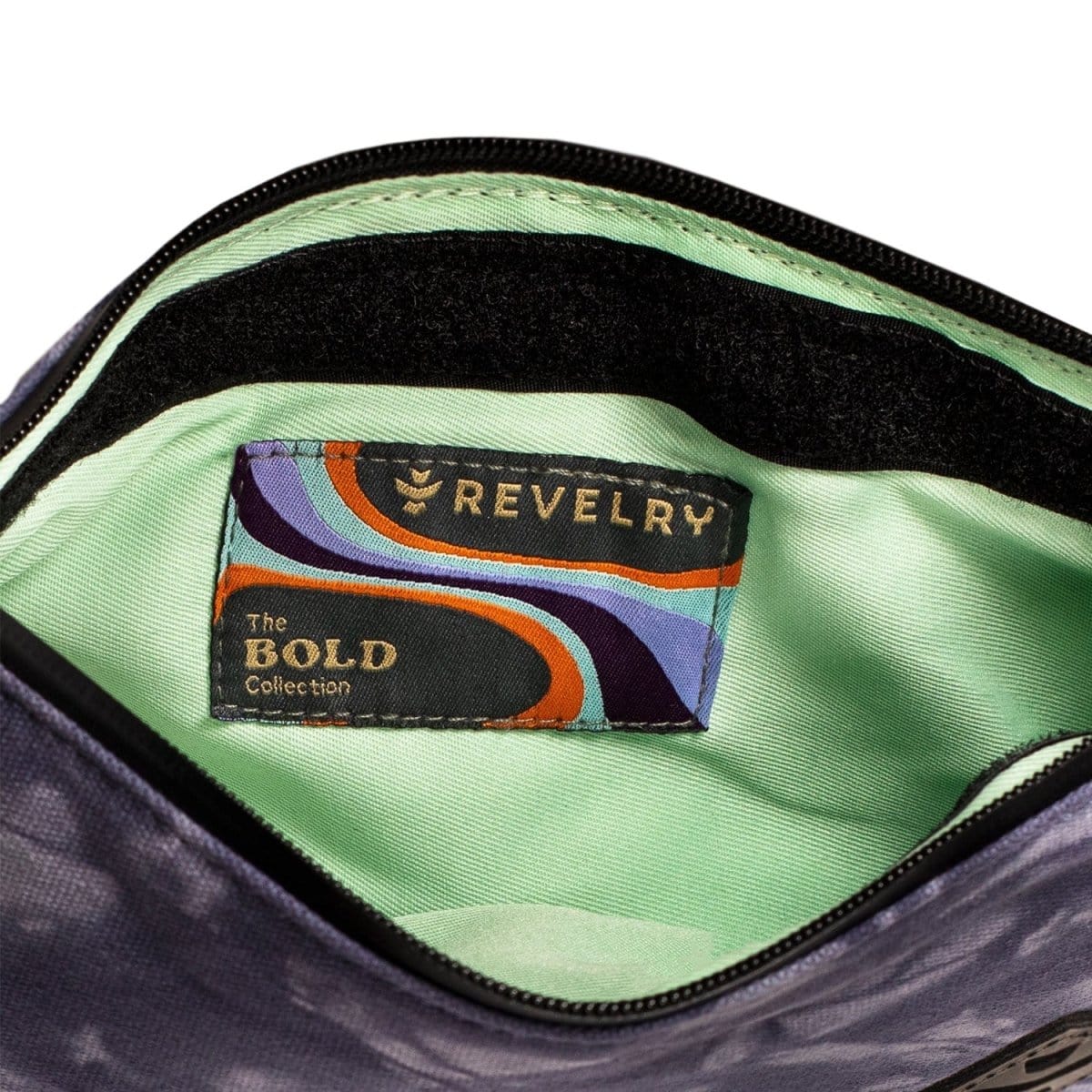 Interior view of The Broker - Smell Proof Zippered Stash Bag, showing a dark, soft-lined interior with a visible zipper track.