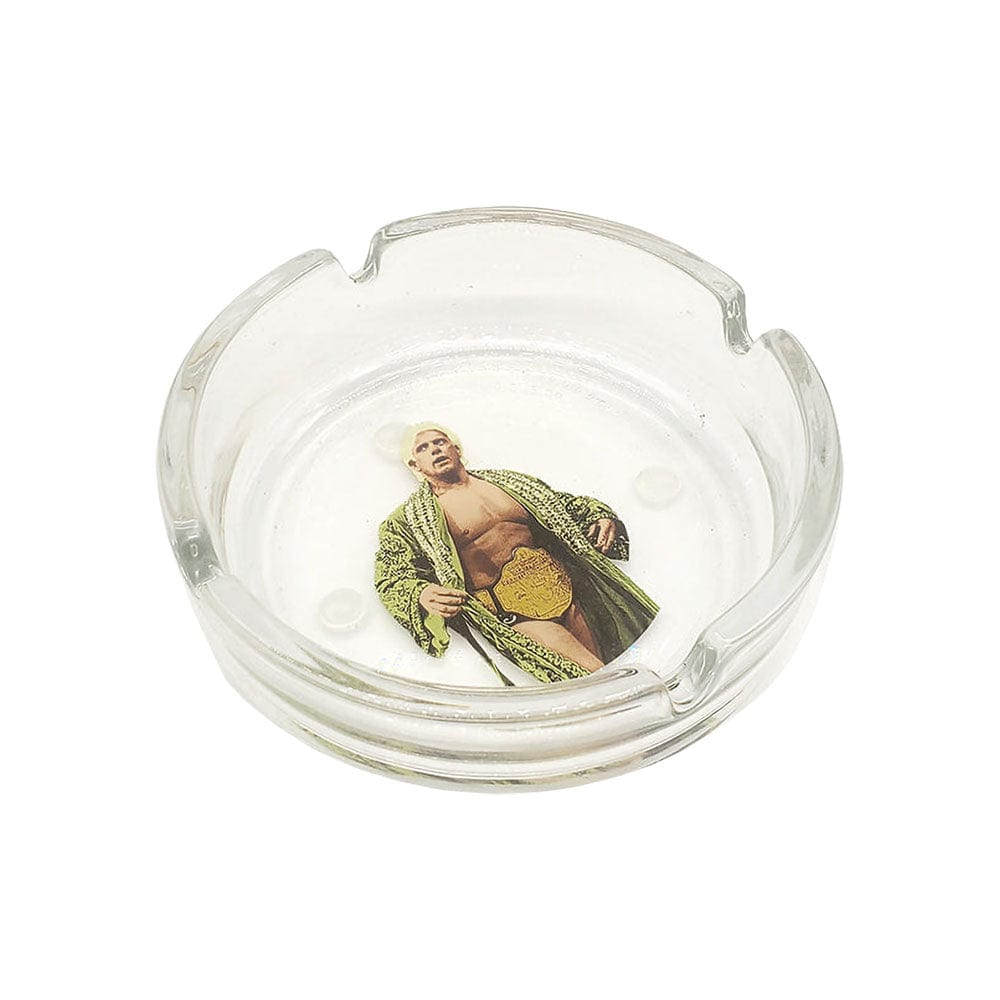 Overhead view of the Ric Flair Drip Glass Ashtrays, featuring a glossy finish and circular shape.