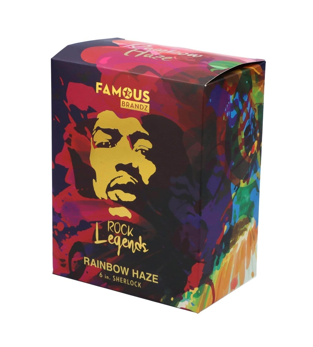 Rock Legends Hand Pipe Jimi Rainbow Haze 6" Black Hammer Sherlock Pipe