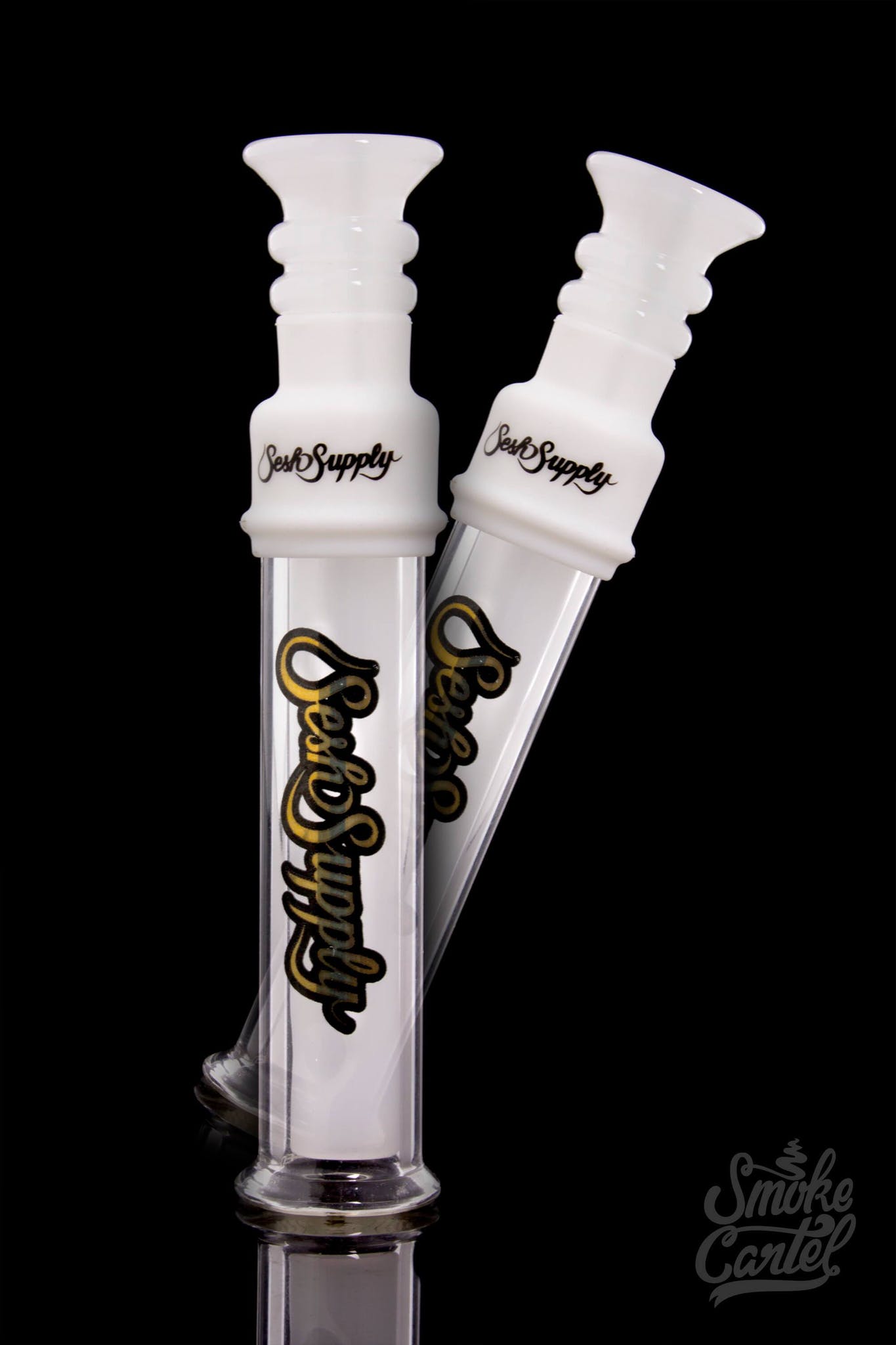 Front view of the SS-GB1-WHT, a white glass bong with a simple, cylindrical shape and clean lines.