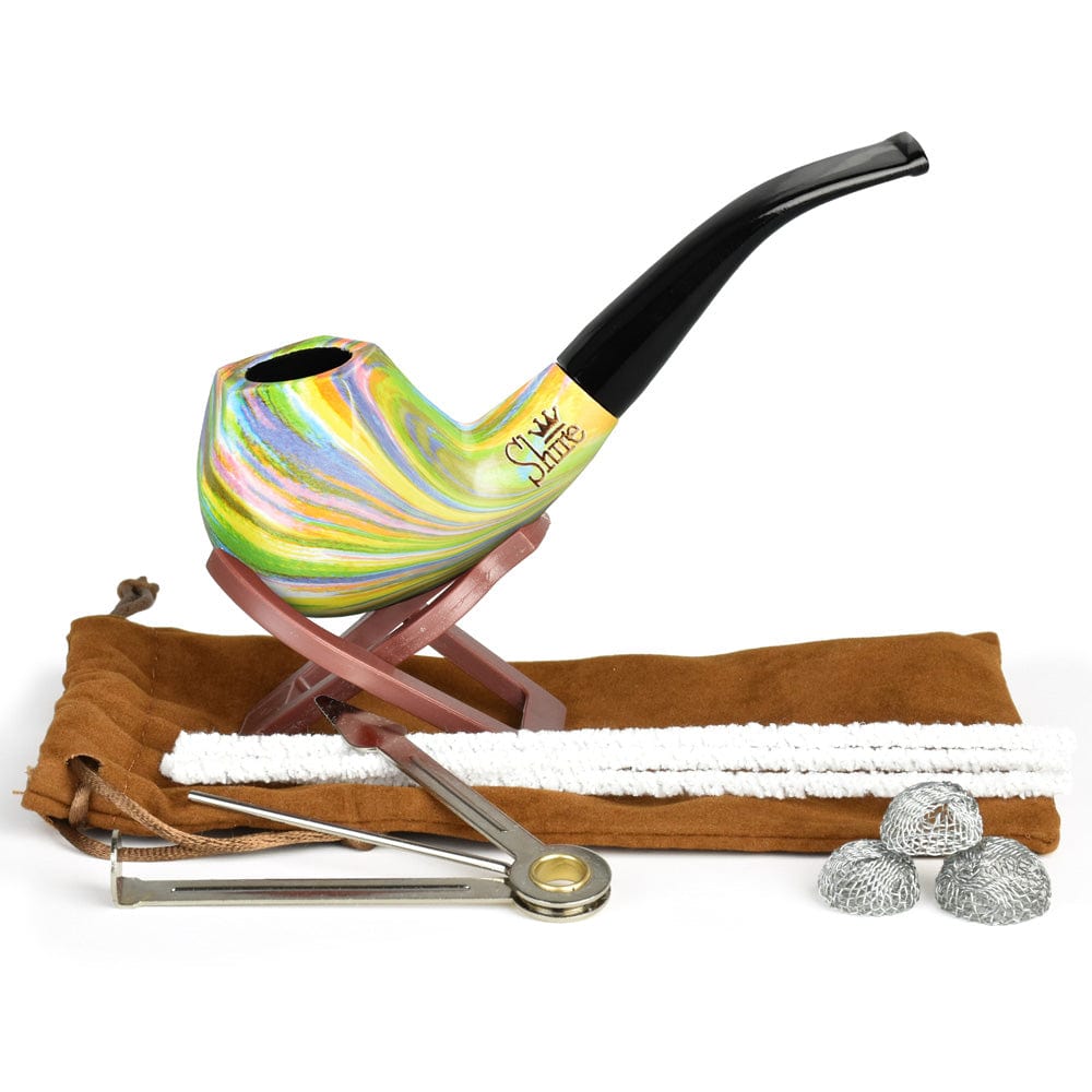 Gift Guru Pipes Pulsar Shire Pipes The Sundog | Bent Apple Tapered Stem Rainbow Wood Pipe