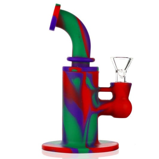 Benext Generation Silicone Green/Red Silicone Bent Neck Bong 009-SILICONE-BUBBLER-BONG-GREEN-RED