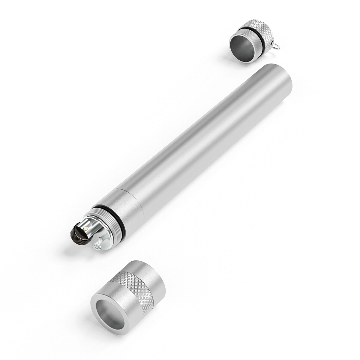A detailed side view of the StashLight - Doob Tube & Refillable Lighter, showing its cylindrical shape and metallic finish.
