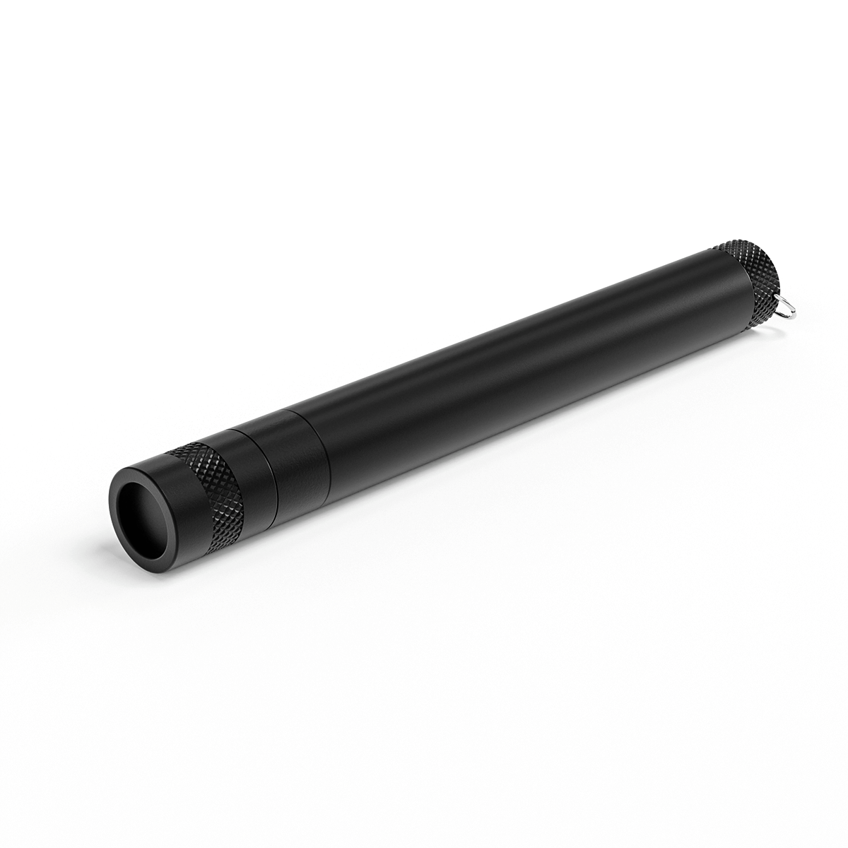A sleek, angled view of the StashLight - Doob Tube & Refillable Lighter, showcasing its dark cylindrical form.