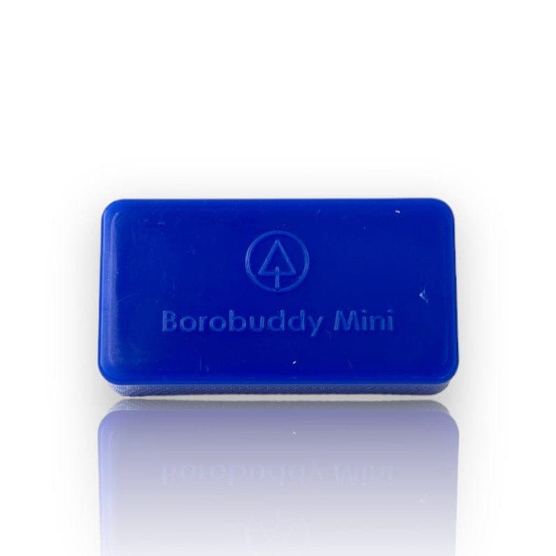 Front view of the BoroBuddy Mini™ reflecting on a glossy surface, showcasing its sleek, compact design.