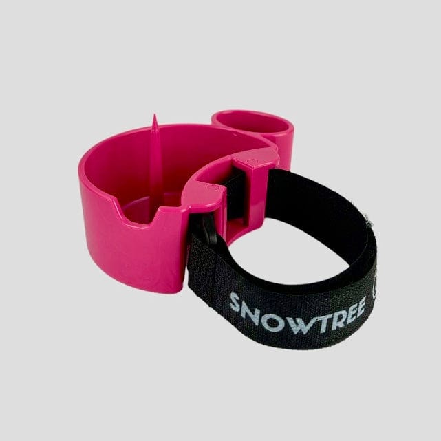 A close-up of the TreeHouse AshTray, showing the circular, plastic design in a bright pink hue.