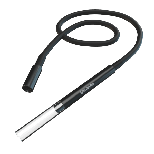 Angled top-down view of the Kompact Hose Assembly showing its coiled black flexible hose and slim matte-black wand.