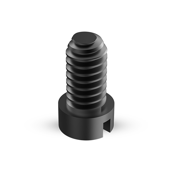 A close-up, angled view of a black component from the Stündenglass Maintenance & Seal Kit, featuring detailed threading.