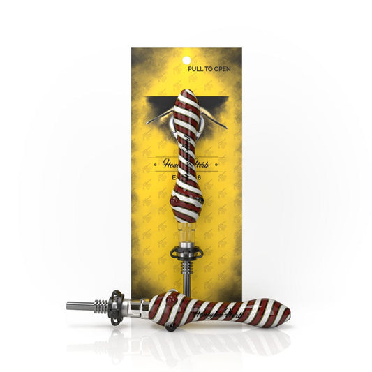 Honeybee Herb Dab Straw Red/White Whirl Striped Nectar Collector