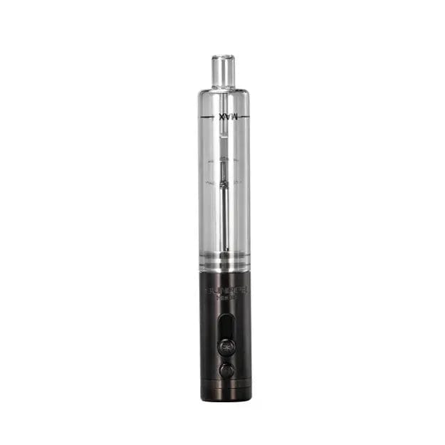 A sleek, front view of the H20G Sunpipe Stainless Steel & Glass Water Pipe, displaying its metal and clear glass construction.