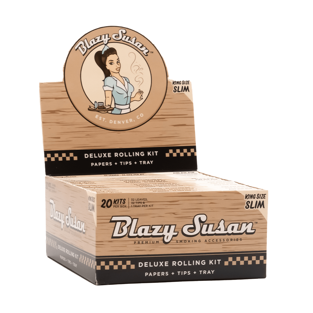 Blazy Susan Rolling Papers King Size Slim Deluxe Rolling Kit Blazy Susan Unbleached Rolling Papers