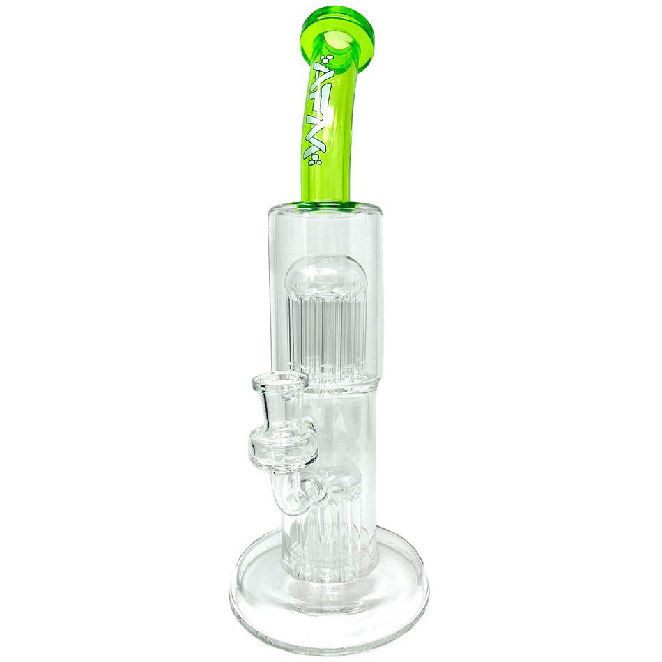 AFM Smoke Dab Rig Lime 12" Double Cosmos Clear Glass Dab Rig