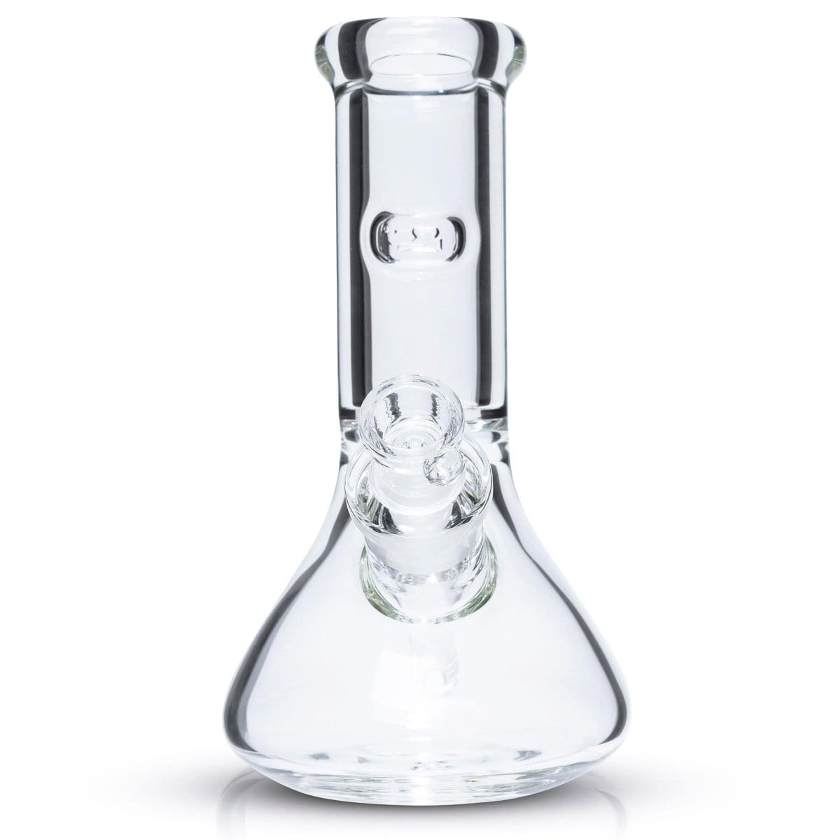 Front view of the 8-inch Tank Mini, a clear glass beaker with a simple, cylindrical shape and a reflective surface.