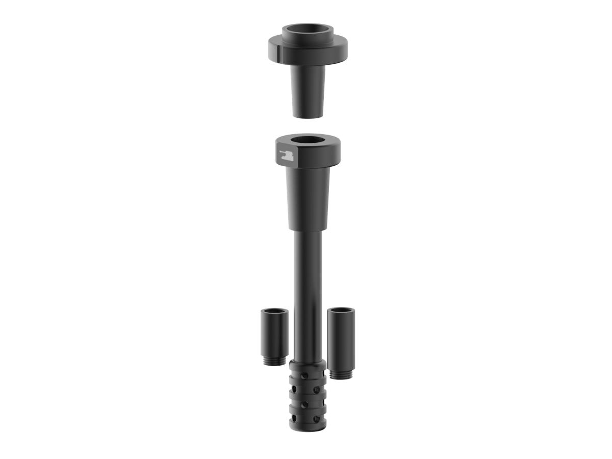 A studio shot of the Tank Straight Tube Bundle – 12 Inch, featuring three stacked, clear glass tubes in a vertical arrangement.