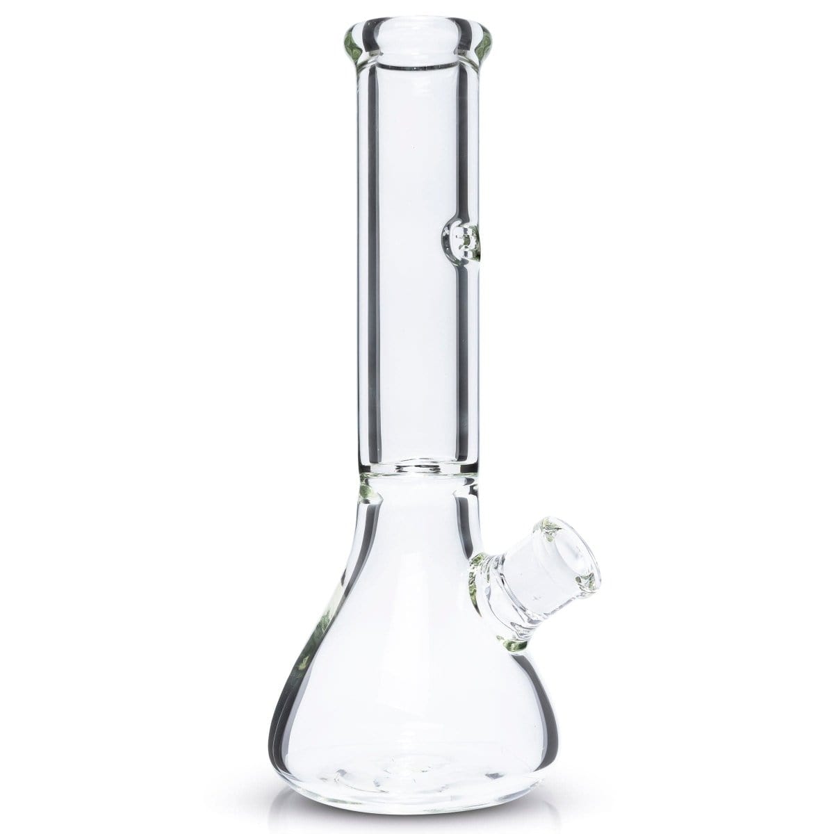 A straight-on view of The Original Tank Beaker - 12 Inch, showcasing the clear glass construction and simple beaker shape.