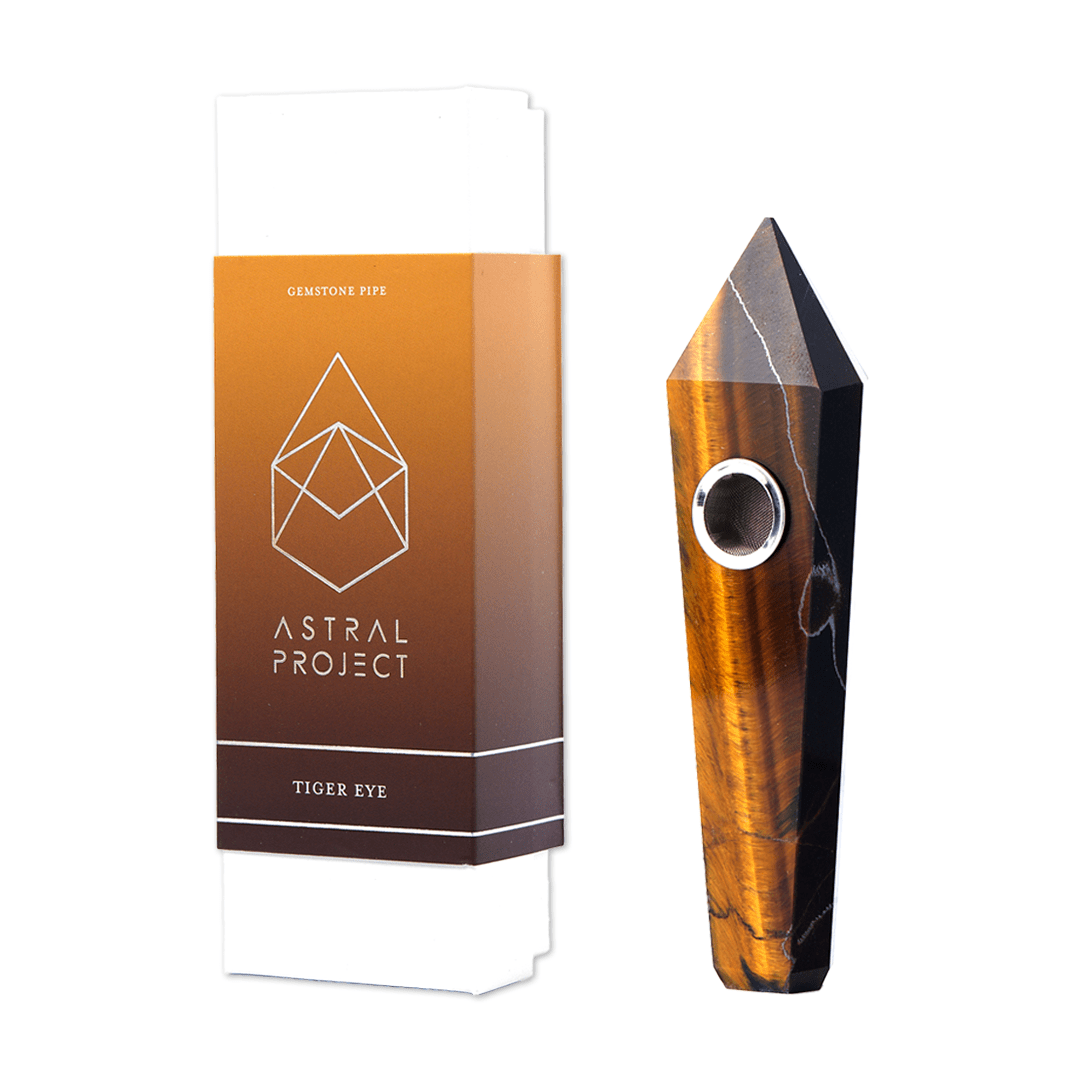 Astral Project Tiger's Eye Gemstone Pipe