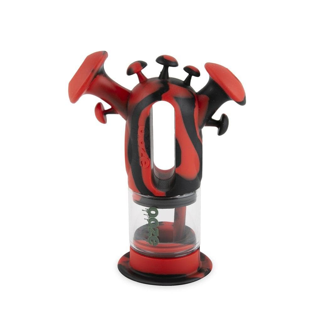 Ooze Silicone and Glass Black/Red Trip Pipe Silicone Bubbler