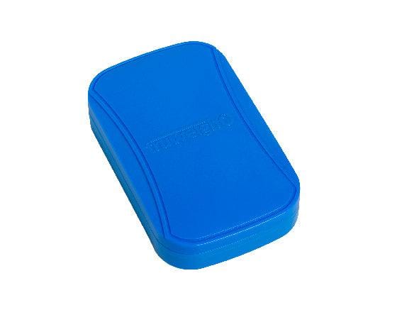 A slightly angled view of the blue Truweigh Flex Mini Scale – 200g x 0.01g, shown against a plain white background.