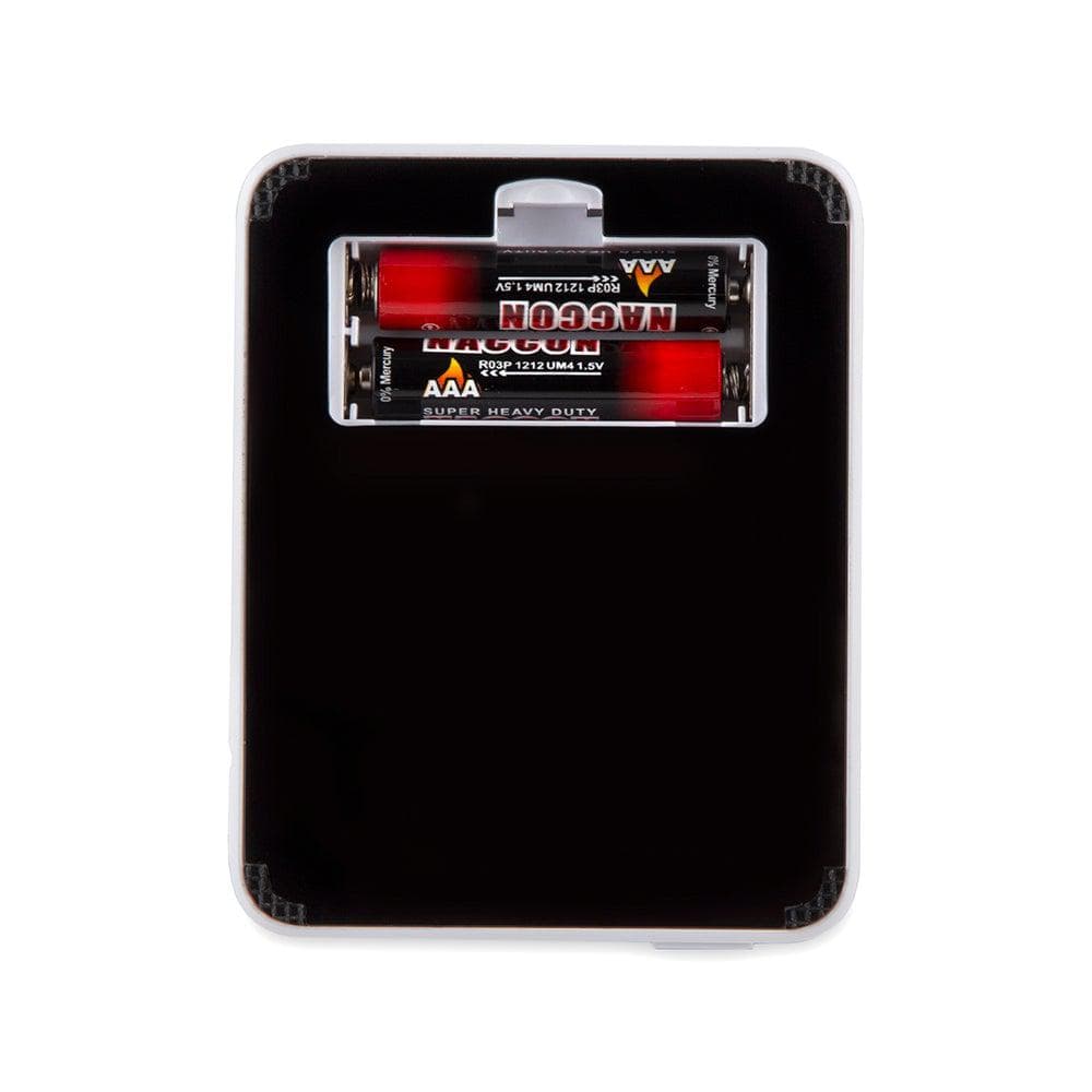 Front view of the Truweigh Storm Mini Scale 200G X 0.01G, displaying a sleek, black digital face on a dark surface.