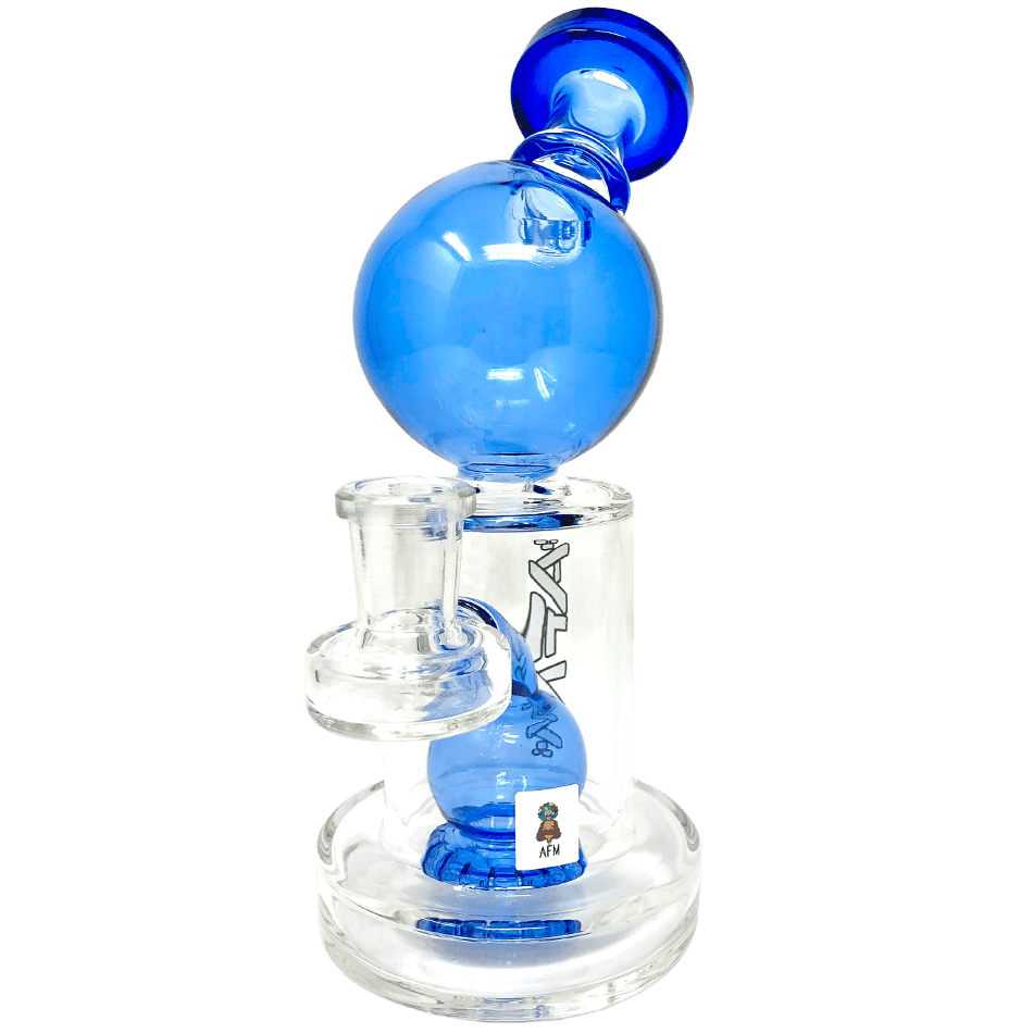 AFM Smoke Dab Rig Ink Blue 8" Bubble Head Glass Dab Rig