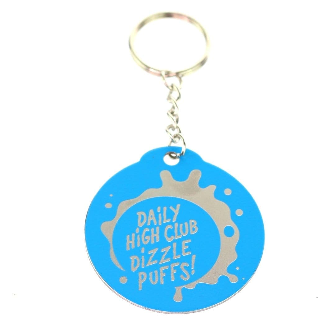 A close-up shot of the DHC Originals Keychain Dabber, showcasing its bright blue, rounded design with a key ring attached.