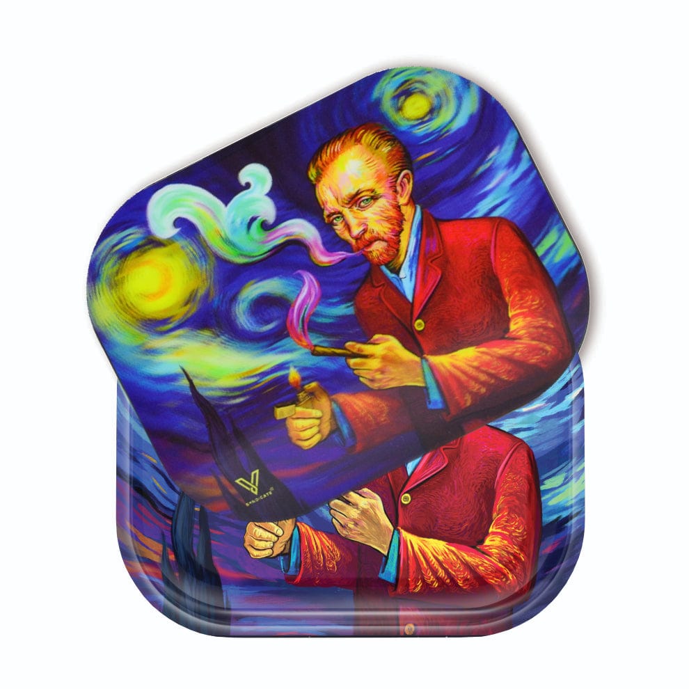 A vibrant depiction featuring the V-Syndicate Roll-N-Go Tray Bundles, with swirling colors and a stylized artistic rendering.