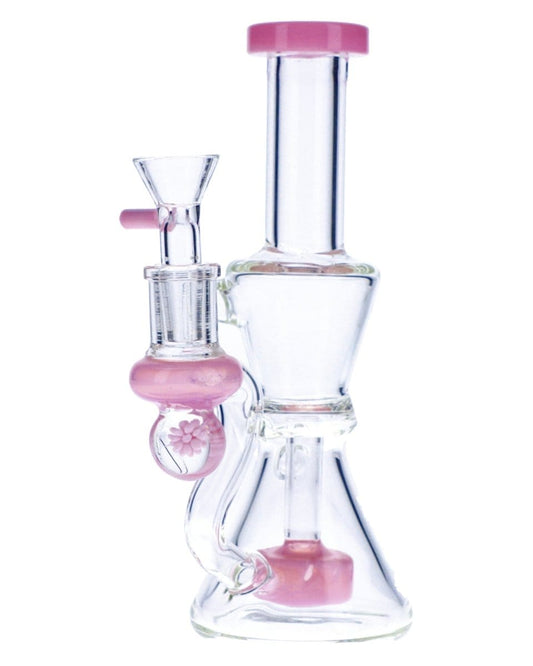 Daily High Club Bong Milky Pink Opal Accented Recycler Mini Bong