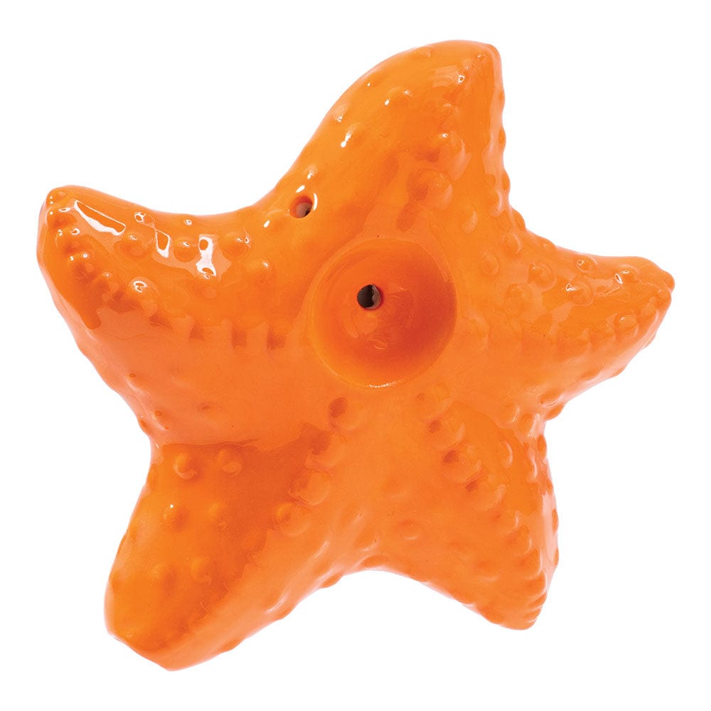 A studio shot of the Starfish Ceramic Hand Pipe, showcasing its smooth, glazed ceramic finish and starfish-inspired design.