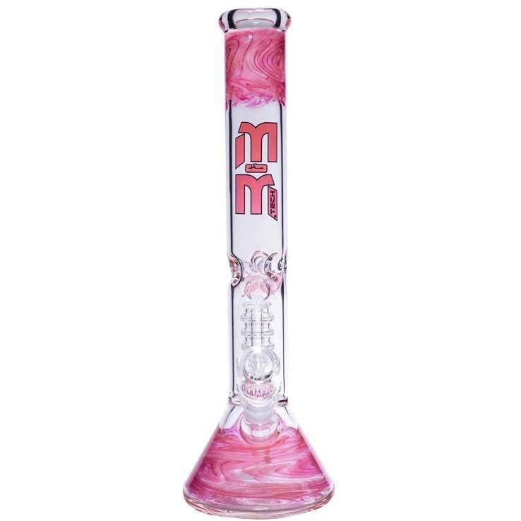 MM-TECH-USA Waterpipe Pink & Gold Waterpipe Beaker With Gold Swirl and Percolator by M&M Tech