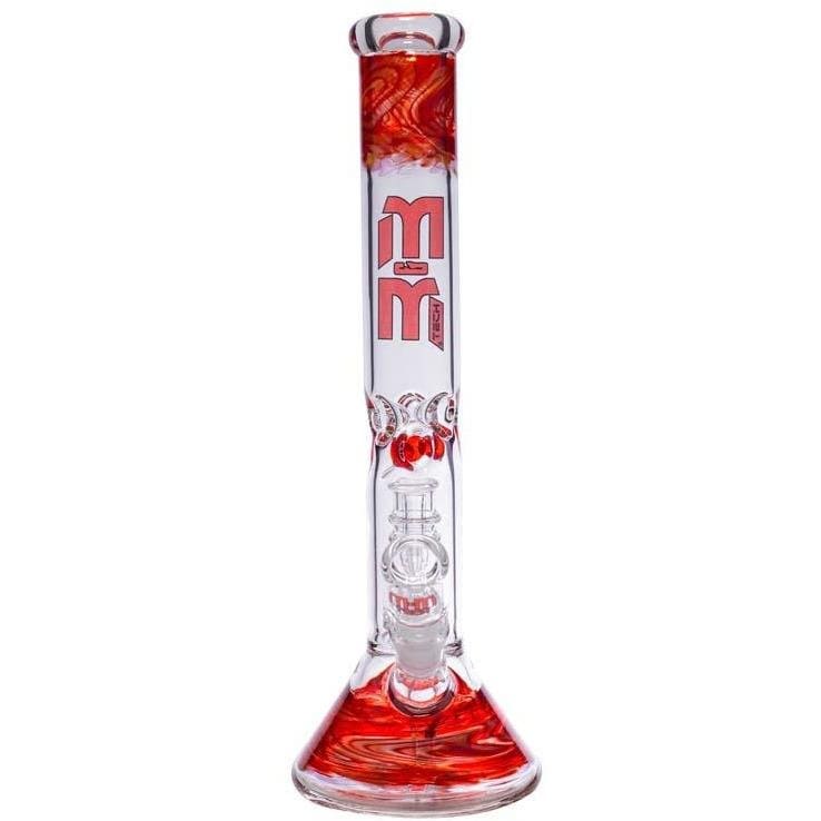 MM-TECH-USA Waterpipe Red & Gold Waterpipe Beaker With Gold Swirl and Percolator by M&M Tech