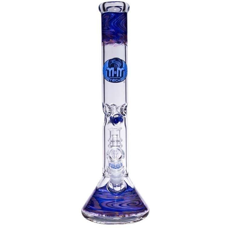 MM-TECH-USA Waterpipe Blue & Gold Waterpipe Beaker With Gold Swirl and Percolator by M&M Tech