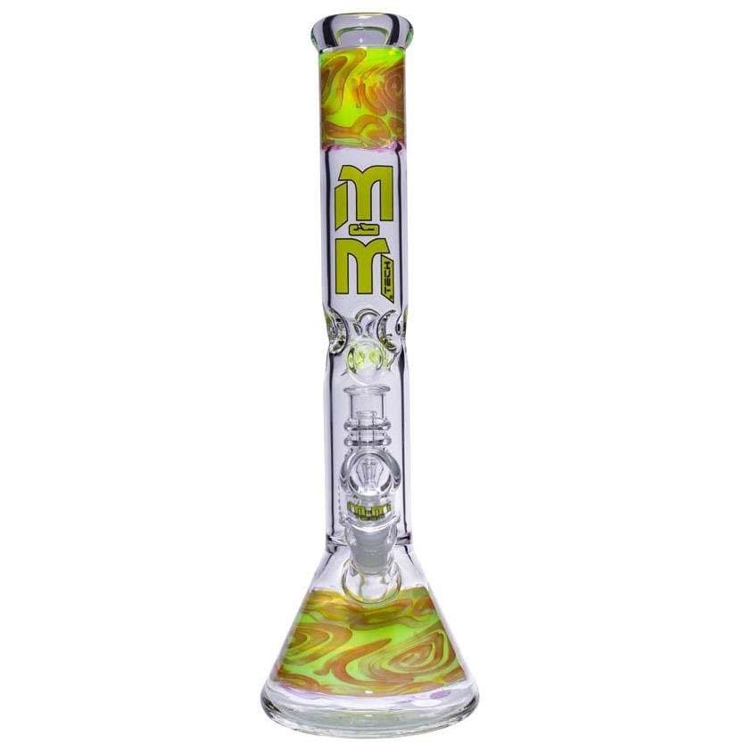 MM-TECH-USA Waterpipe Slyme & Gold Waterpipe Beaker With Gold Swirl and Percolator by M&M Tech