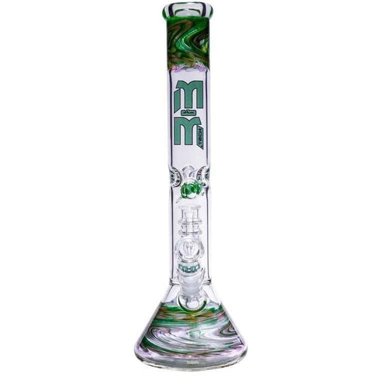 MM-TECH-USA Waterpipe Green & Gold Waterpipe Beaker With Gold Swirl and Percolator by M&M Tech