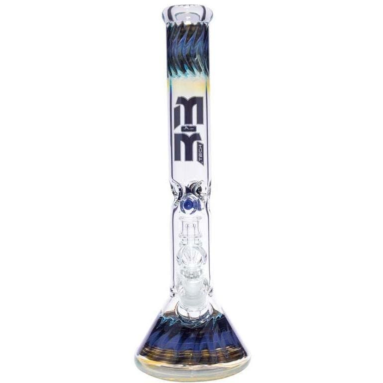 MM-TECH-USA Waterpipe Black & Blue Waterpipe Dual Colored Swirl Beaker With Chandelier Percolator by M&M Tech