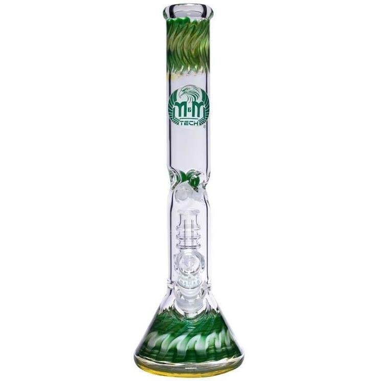 MM-TECH-USA Waterpipe Green & White Waterpipe Dual Colored Swirl Beaker With Chandelier Percolator by M&M Tech