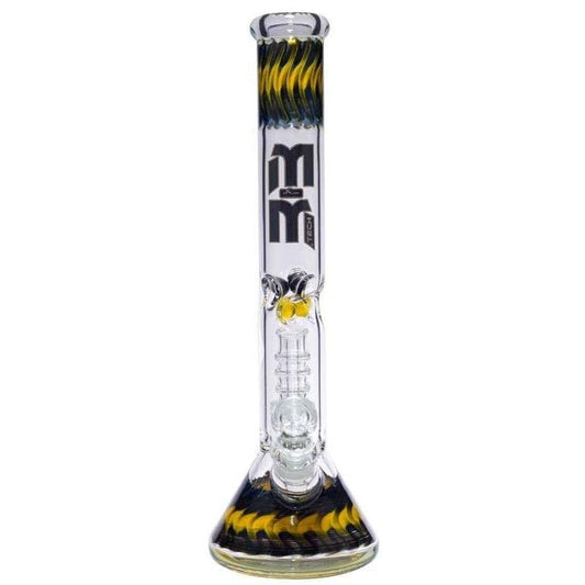MM-TECH-USA Waterpipe Black & Yellow Waterpipe Dual Colored Swirl Beaker With Chandelier Percolator by M&M Tech