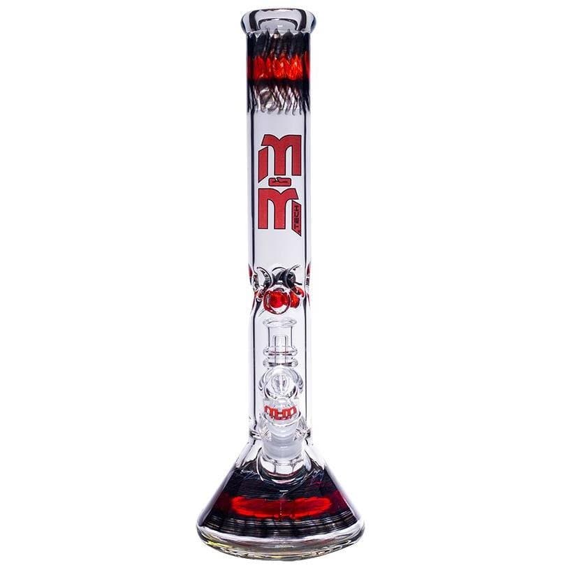 MM-TECH-USA Waterpipe Black & Red Waterpipe Dual Colored Swirl Beaker With Chandelier Percolator by M&M Tech