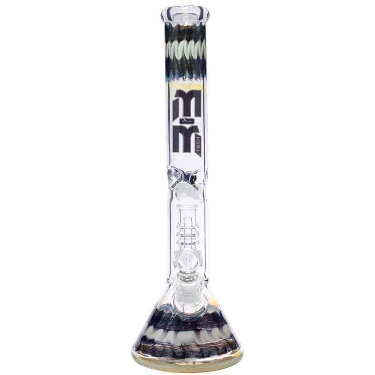 MM-TECH-USA Waterpipe Black & White Waterpipe Dual Colored Swirl Beaker With Chandelier Percolator by M&M Tech
