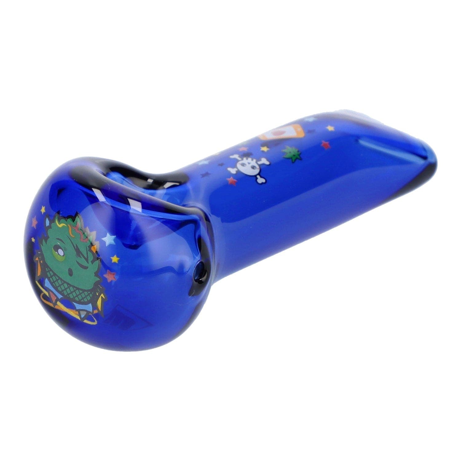 A transparent blue “4” Blue Dream Hand Pipe is shown in a side view, with visible detailing along its curved body.