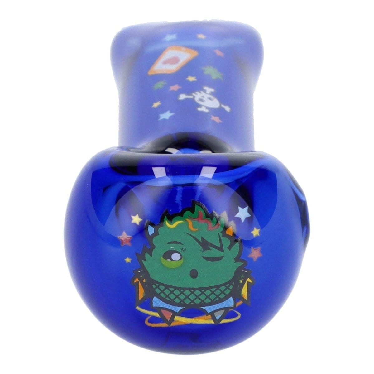 Front view of the 4" Blue Dream Hand Pipe in transparent blue, showcasing its smooth, curved shape and subtle texture.