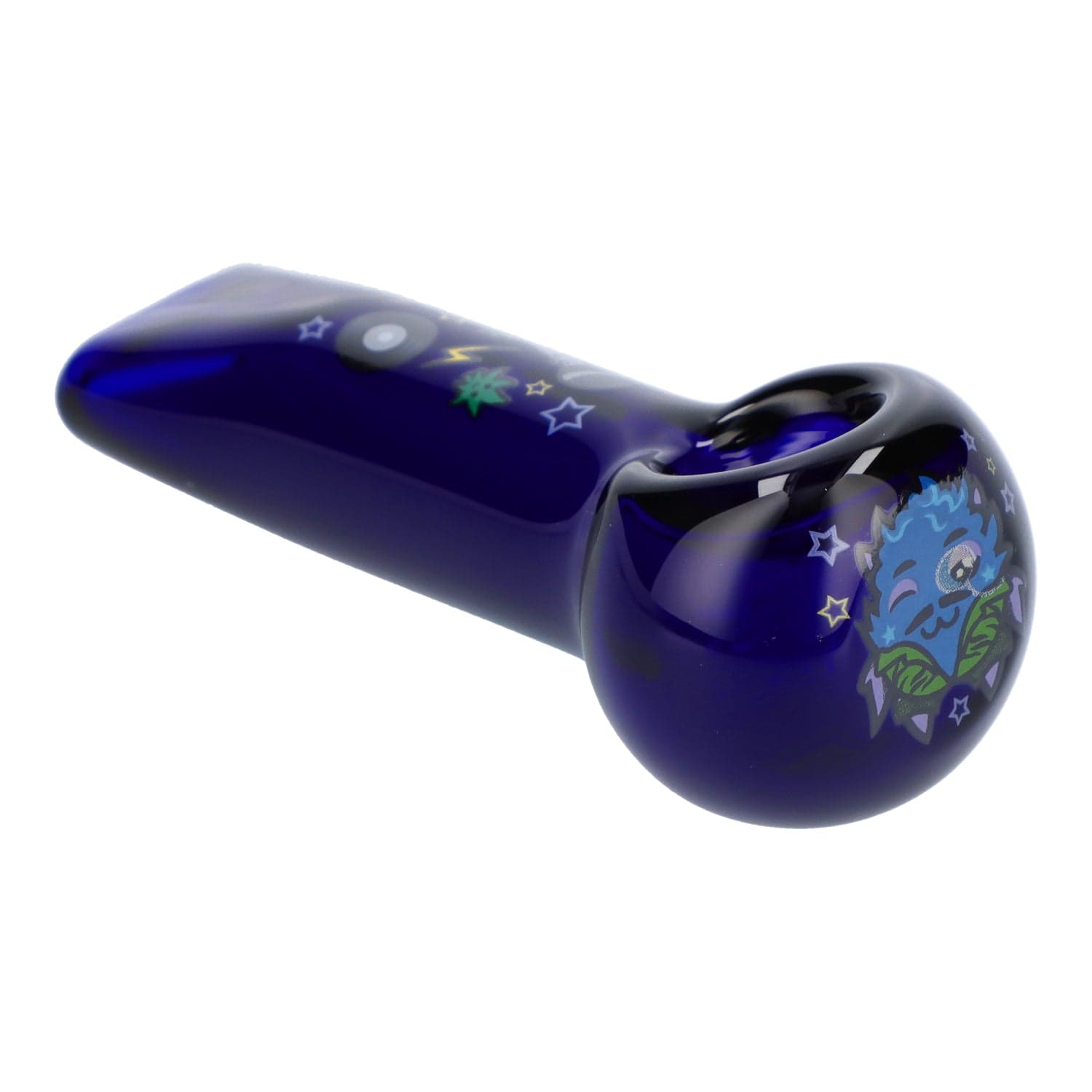 A front view of the 4" Granddaddy Purple hand pipe in dark blue, featuring a smooth, curved design.