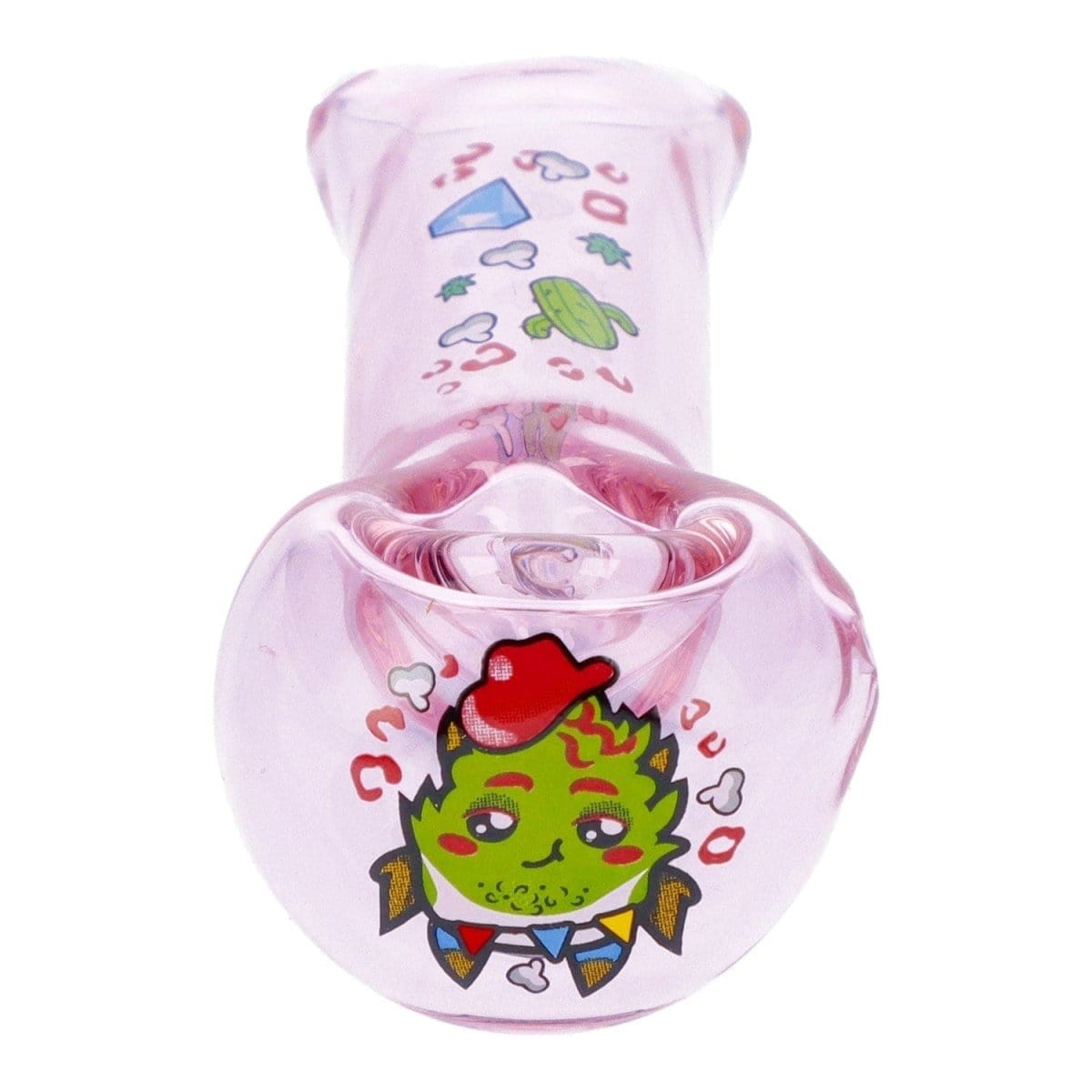 Front view of the 4" Pink Kush Hand Pipe – Transparent Pink, displaying a clear, pink glass pipe with a rounded bowl.