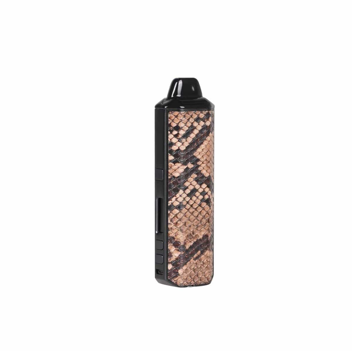 Front view of the XVAPE Aria Vaporizer, displaying a patterned brown and tan exterior with a sleek, minimalist design.